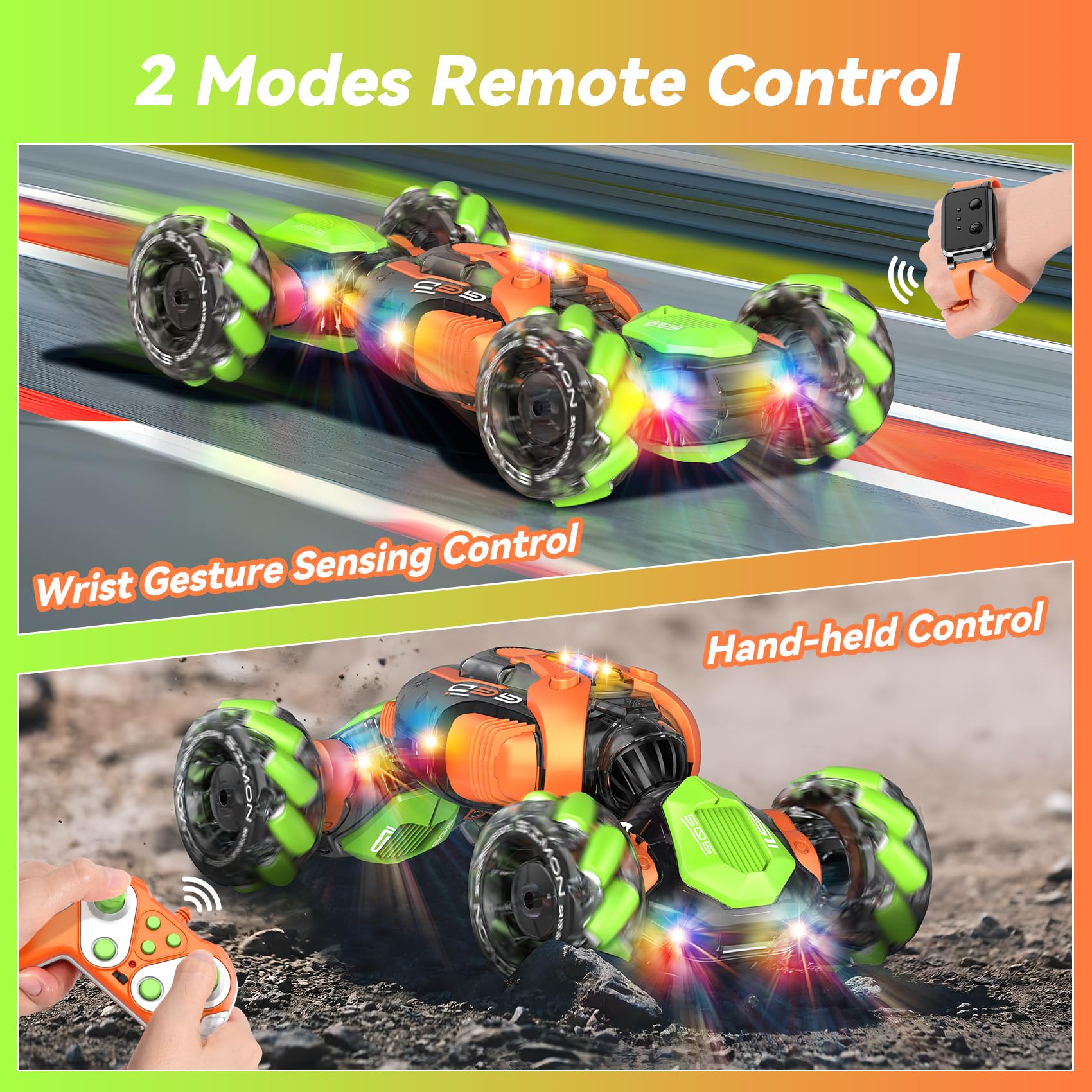 Nicella RC car side profile showing durable 4WD tires for indoor and outdoor adventures