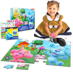 Nickelodeon Blues Clues floor puzzle complete image shows Blue and friends ready for play.