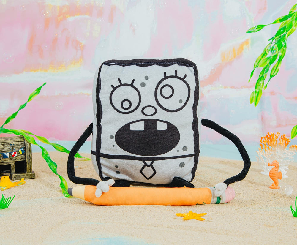 Nickelodeon DoodleBob ultra-soft plush material for cozy hugs.