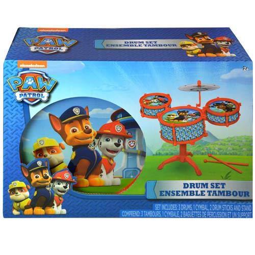 Nickelodeon Paw Patrol drum kit side view demonstrates compact size for small hands.