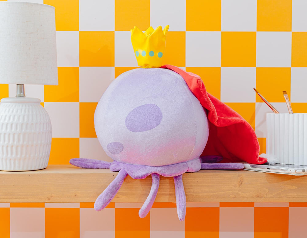 Nickelodeon SpongeBob King Jellyfish plush on shelf-ready display for collections.