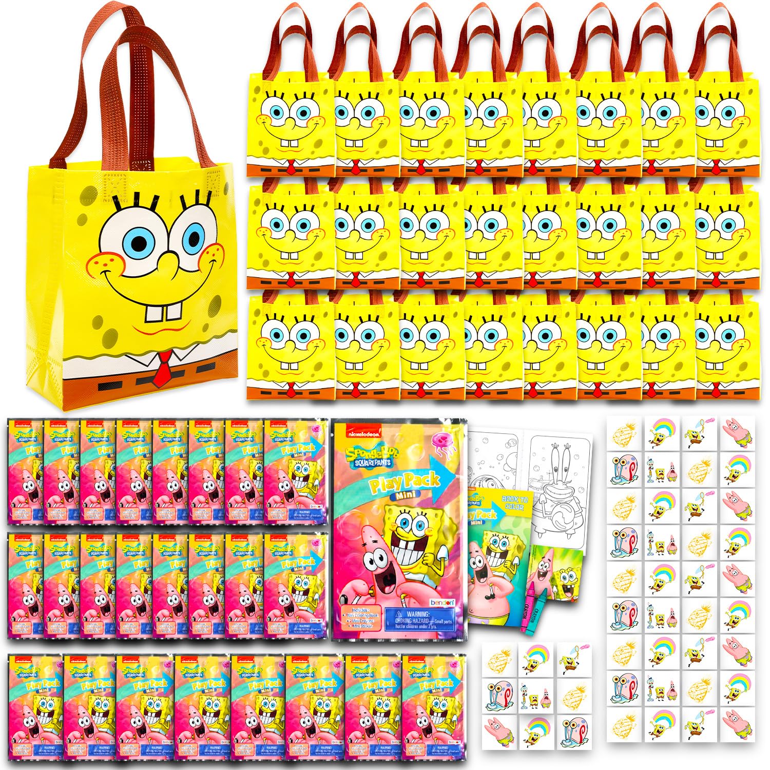 Nickelodeon Spongebob tote bags for reusable party favors and treats.