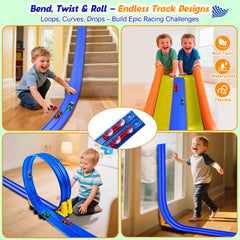 Nicmore bendable TPE track allows creative, foldable layouts.