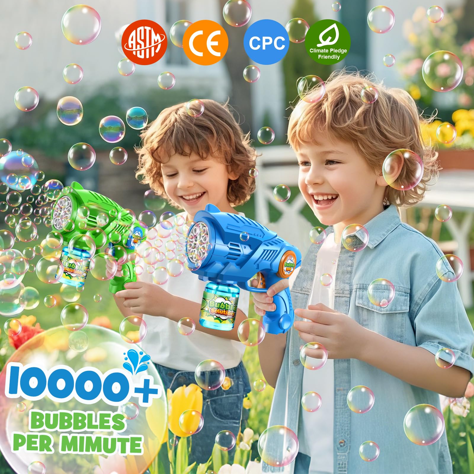 Nicmore bubble gun twin pack ready for shared backyard fun.
