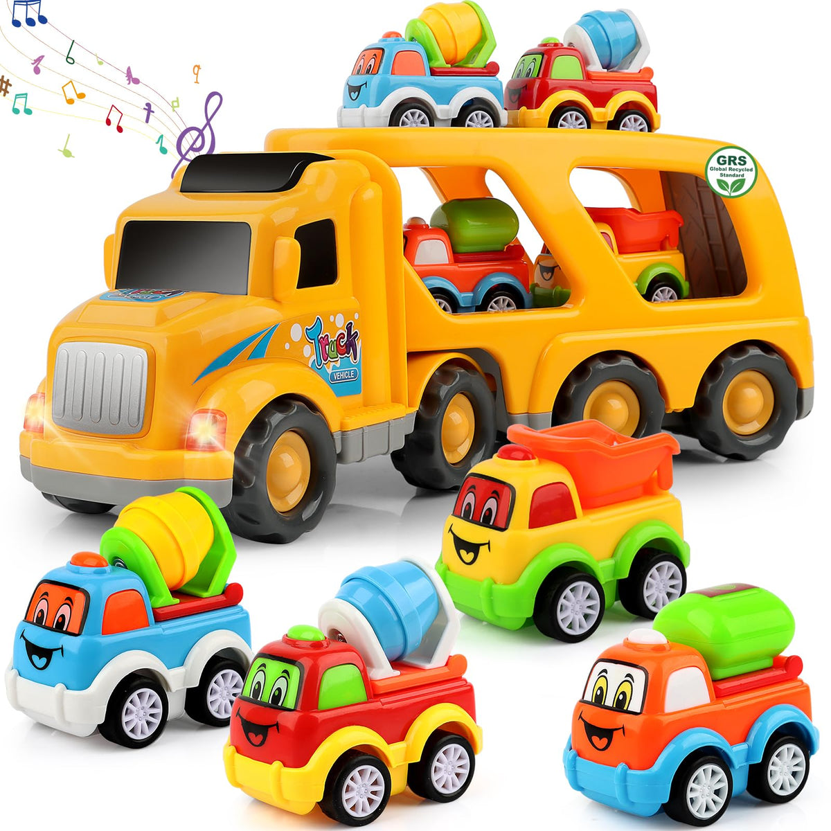 Nicmore construction truck 5-in-1 carrier for toddlers with kid-friendly play.