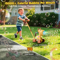 Nicmore giraffe bubble machine in handheld mode for flexible play.