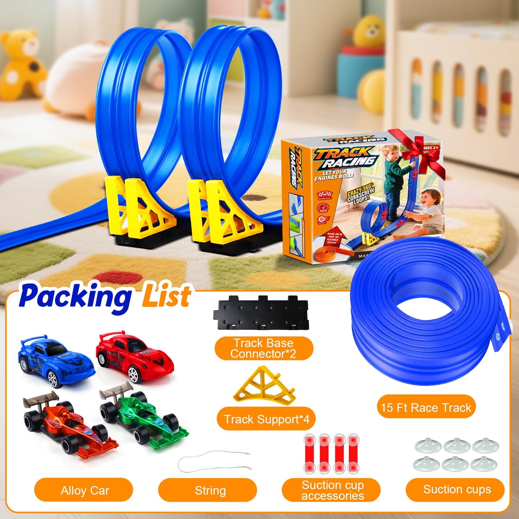 Nicmore portable track ideal for trips, parties, and family events.