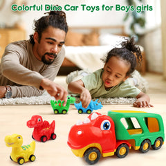 Nicmore pull-back dinosaur cars racing after release for active play