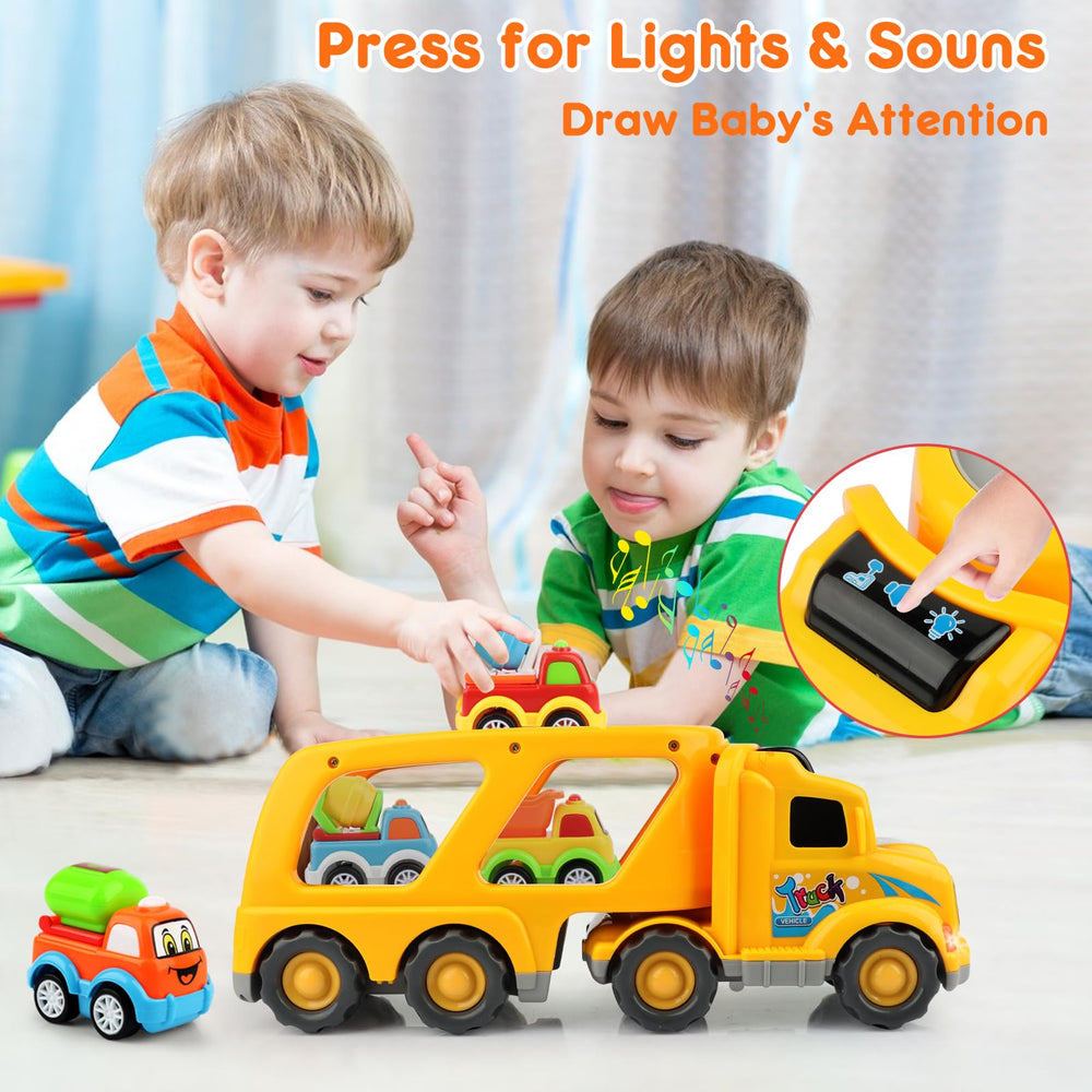 Nicmore pull-back trucks encourage quick pushes and independent play.