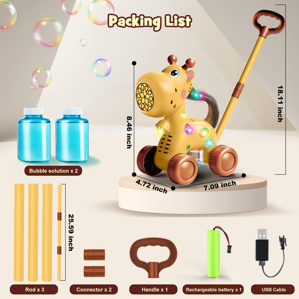 Nicmore rechargeable battery bubble blower supports continuous play.