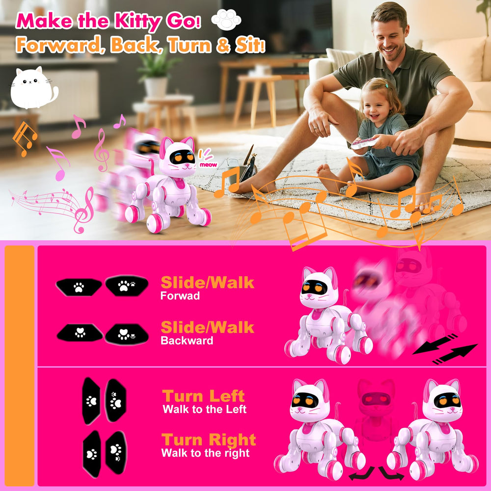 Nicmore Robot Cat LED eyes glow during music-synced dances for engagement.