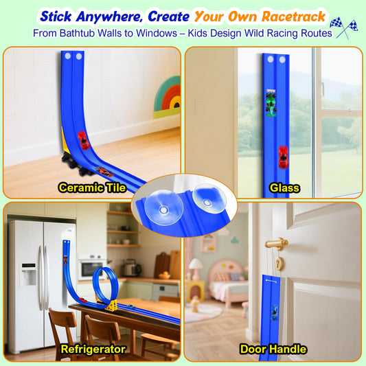 Nicmore suction cups on wall provide secure, mess-free play layouts.