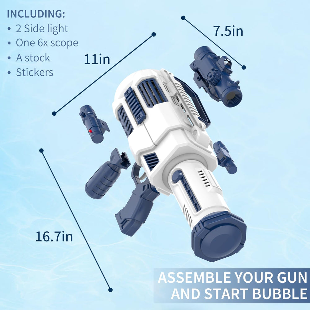 Nicojoy Bubble Guns with 3 fans and 6x lens for bigger bubbles.
