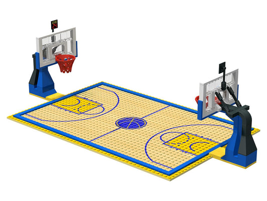 Nicolababe two basketball hoops create a kids-friendly arena for teamwork and mock matches.