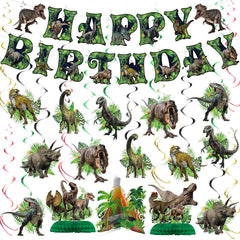 NICOWARM Dinosaur banner illustrates bold Happy Birthday for a festive party.
