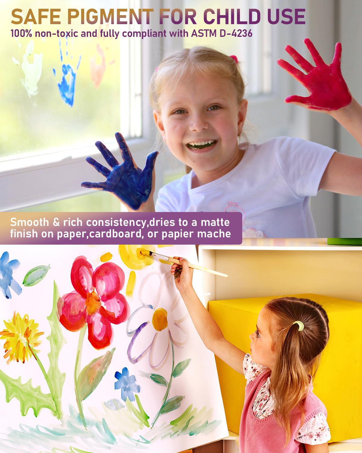 Nicpro paints used to create vibrant posters and paper art.