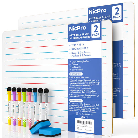 Nicpro dry erase lapboard 12x16 front view for classroom notes