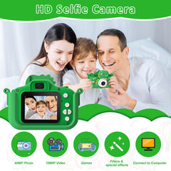 NIDOOT Dinosaur camera top view with accessible buttons for selfies