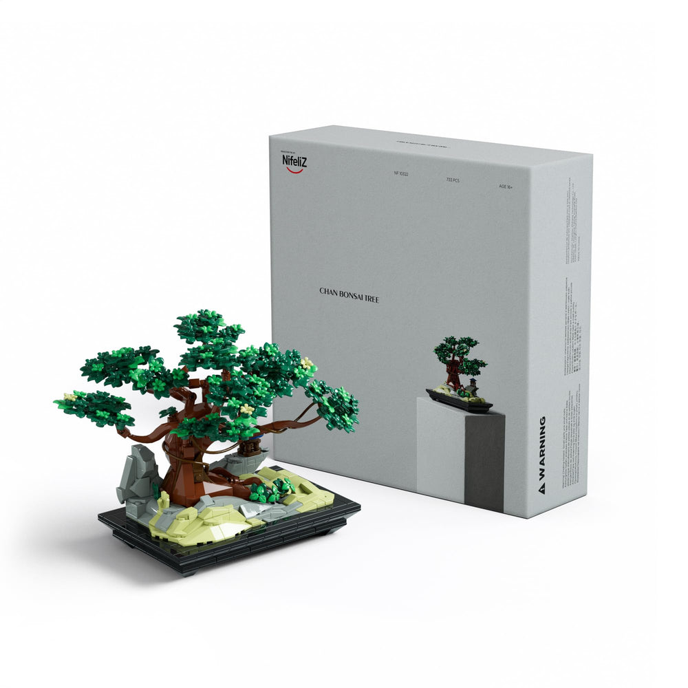 Nifeliz Chan bonsai kit packaging for calm desk decor.