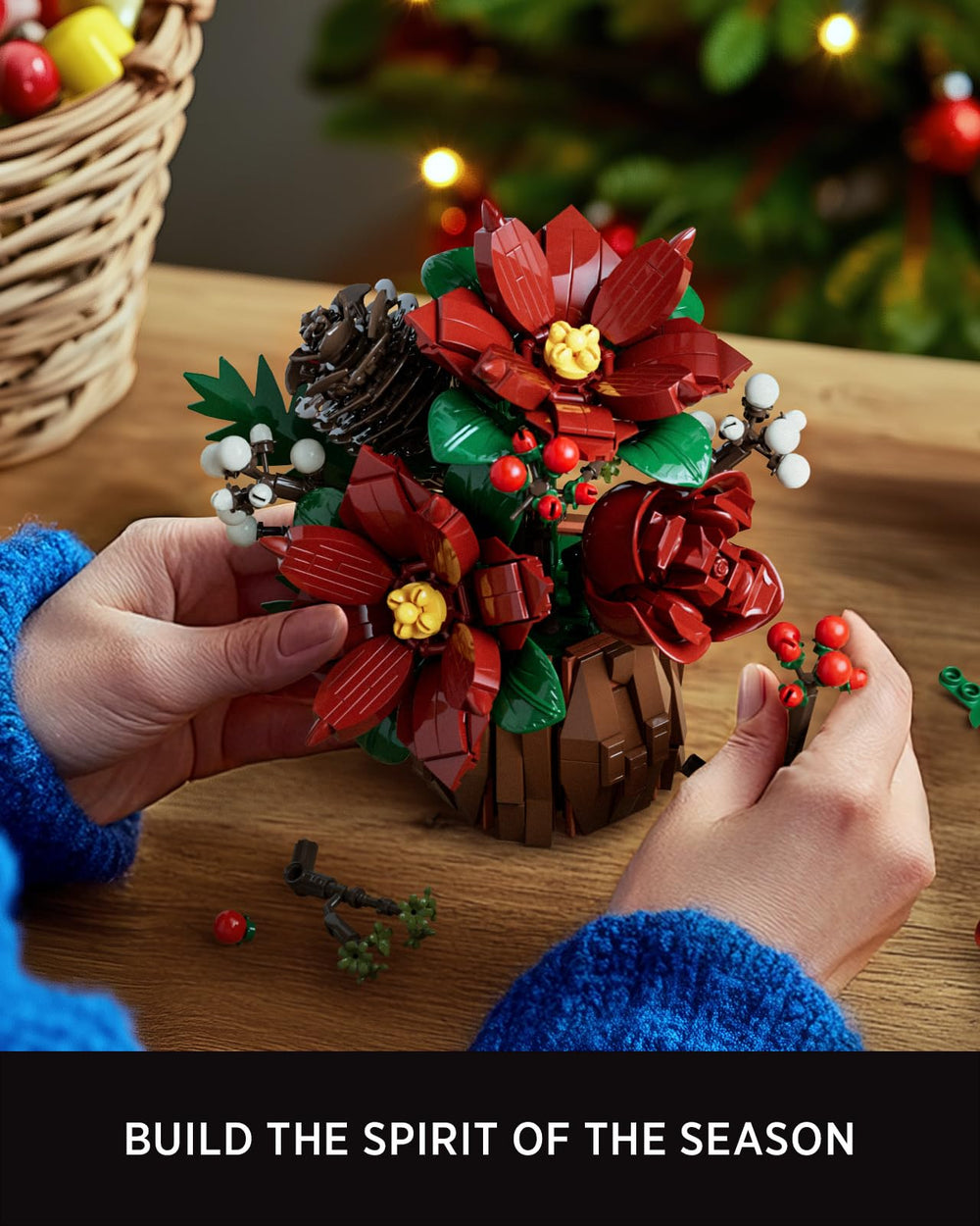 Nifeliz pinecone elements provide rustic detail for a traditional holiday tablescape