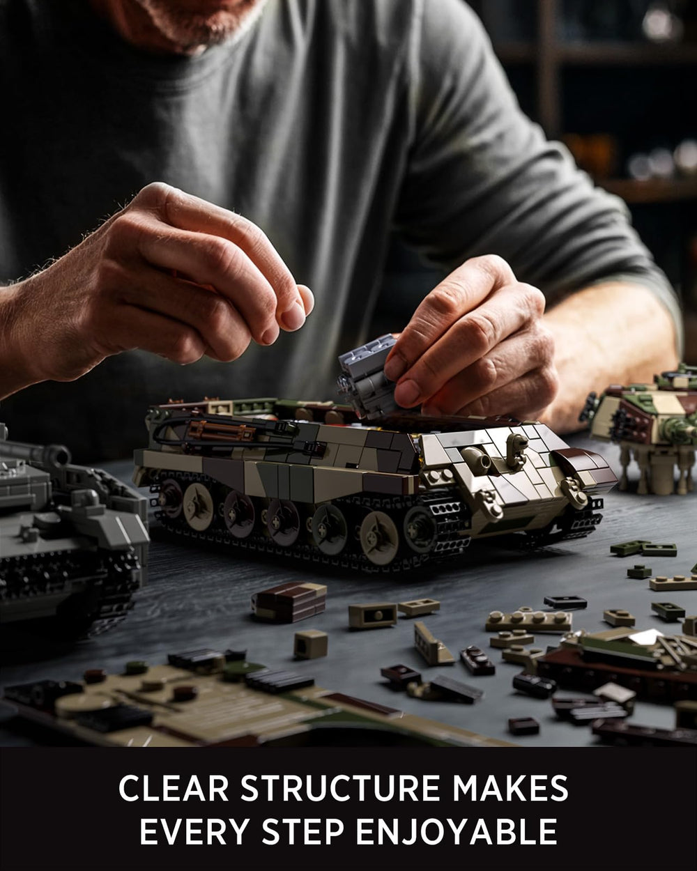 Nifeliz King Tiger Tank clear panels allow easy assembly and inspection