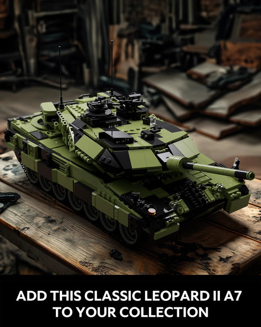 Nifeliz Leopard II A7 tank camouflage exterior showcases authentic military styling.