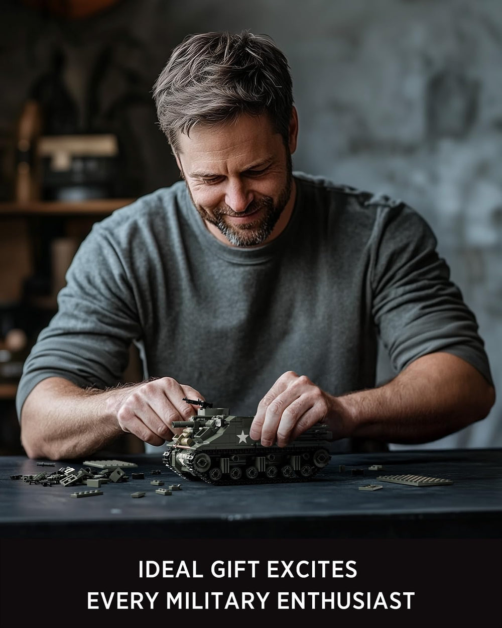 Nifeliz M7 Priest tank building process close-up supports immersive assembling
