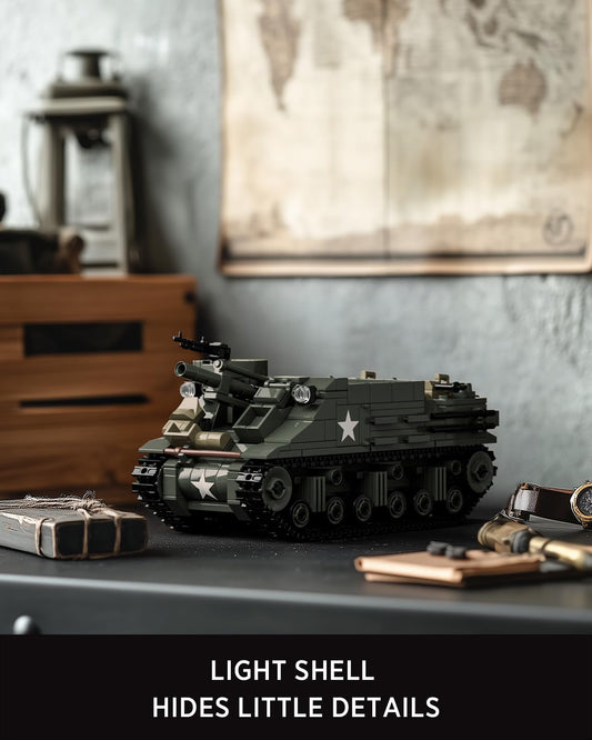 Nifeliz M7 Priest tank side view highlights compact lines for shelf display