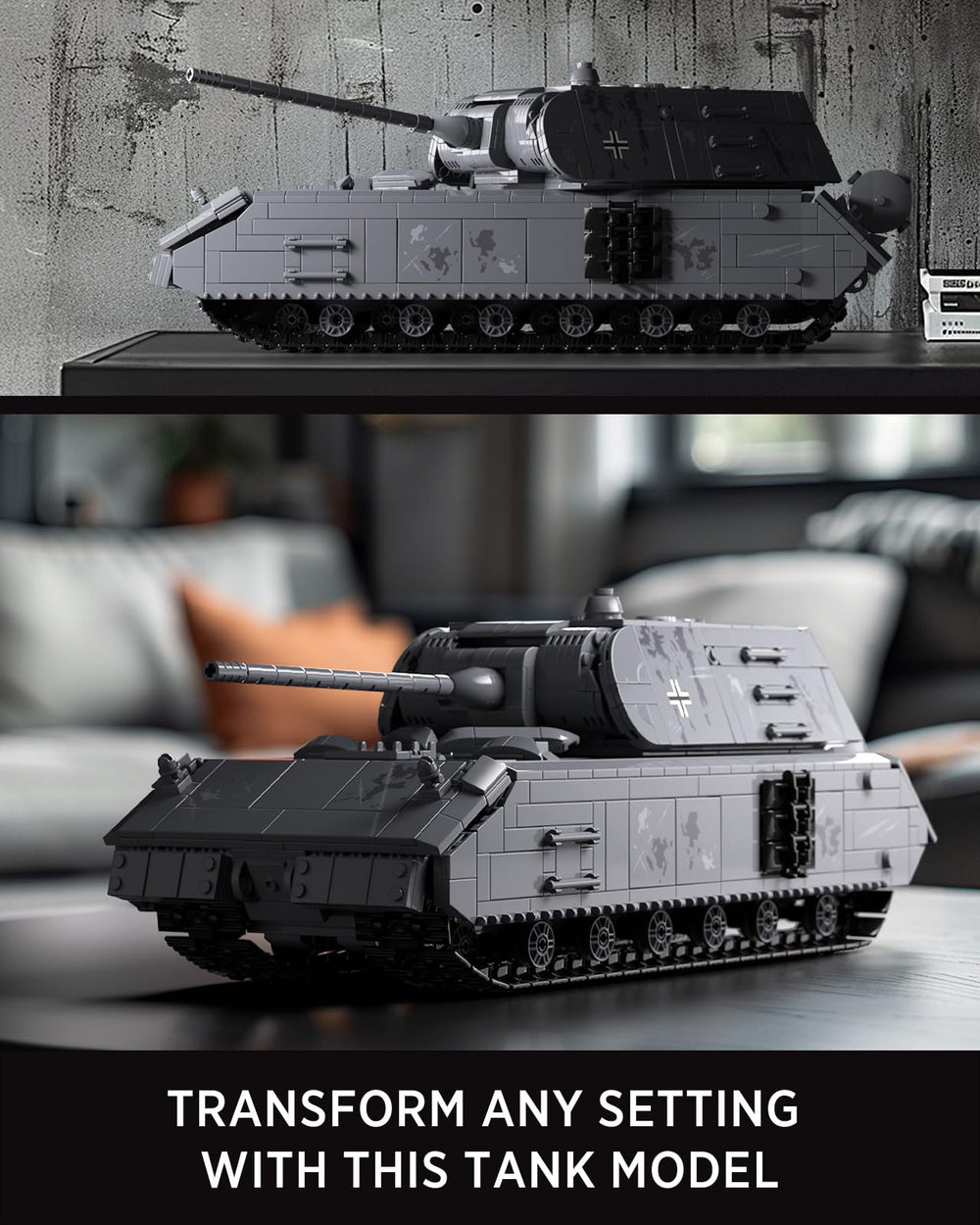 Removable components shown for hands-on exploration of the Maus tank model.