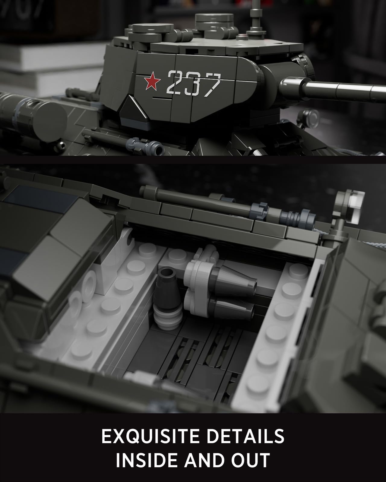 Nifeliz T34/85 tank adjustable aiming function for precise posing