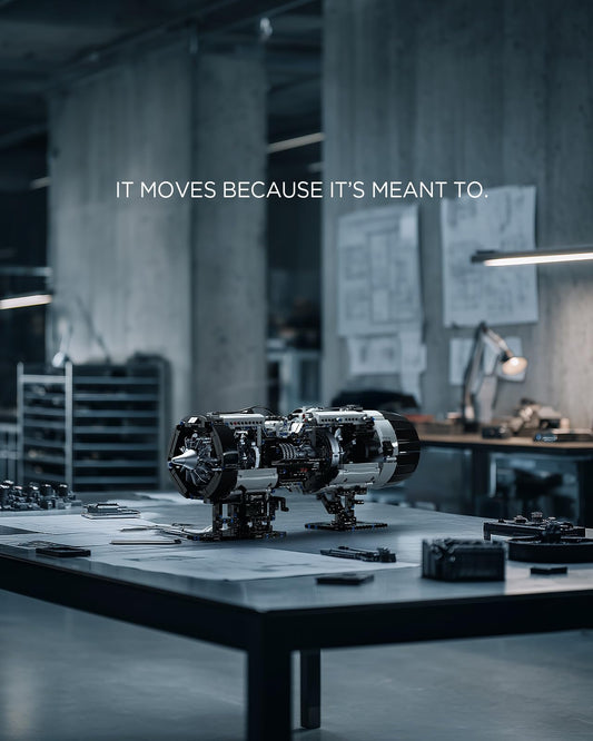 Nifeliz Turbofan Engine Building Set exposed flow parts highlight internal mechanics