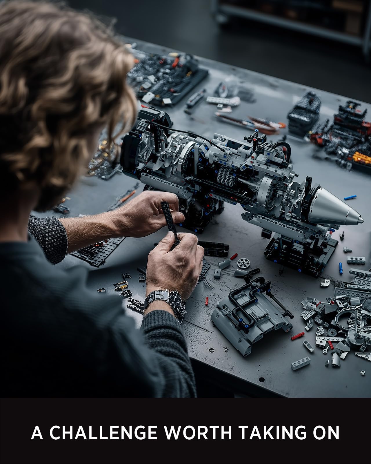 Nifeliz Turbofan Engine Building Set linked parts move together illustrating synchronized engineering