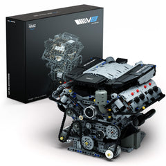 Nifeliz V8 engine block assembly shows realistic piston layout for hands-on learning.