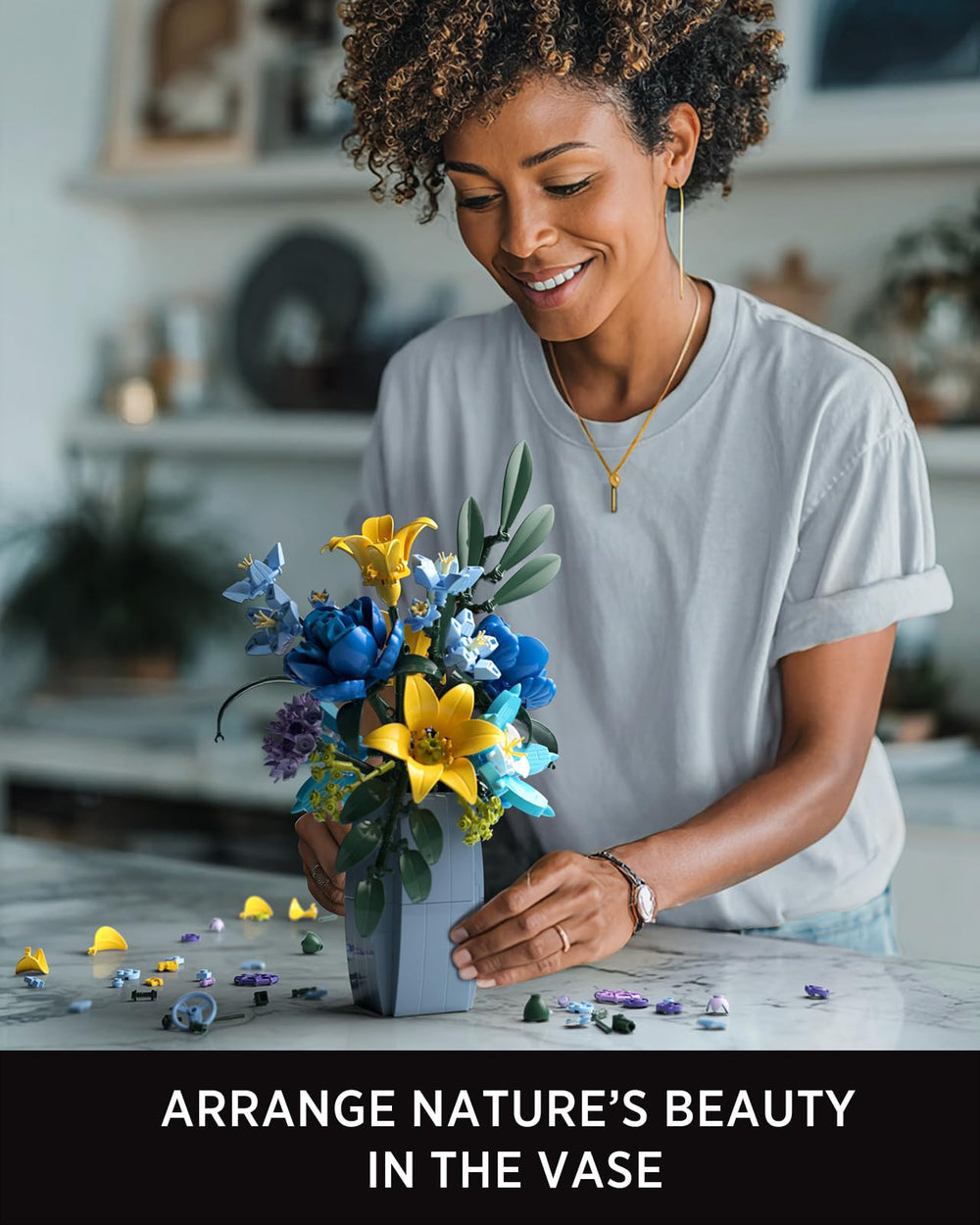 Nifeliz Wildflower Bouquet bricks connect in a hands-on building experience.