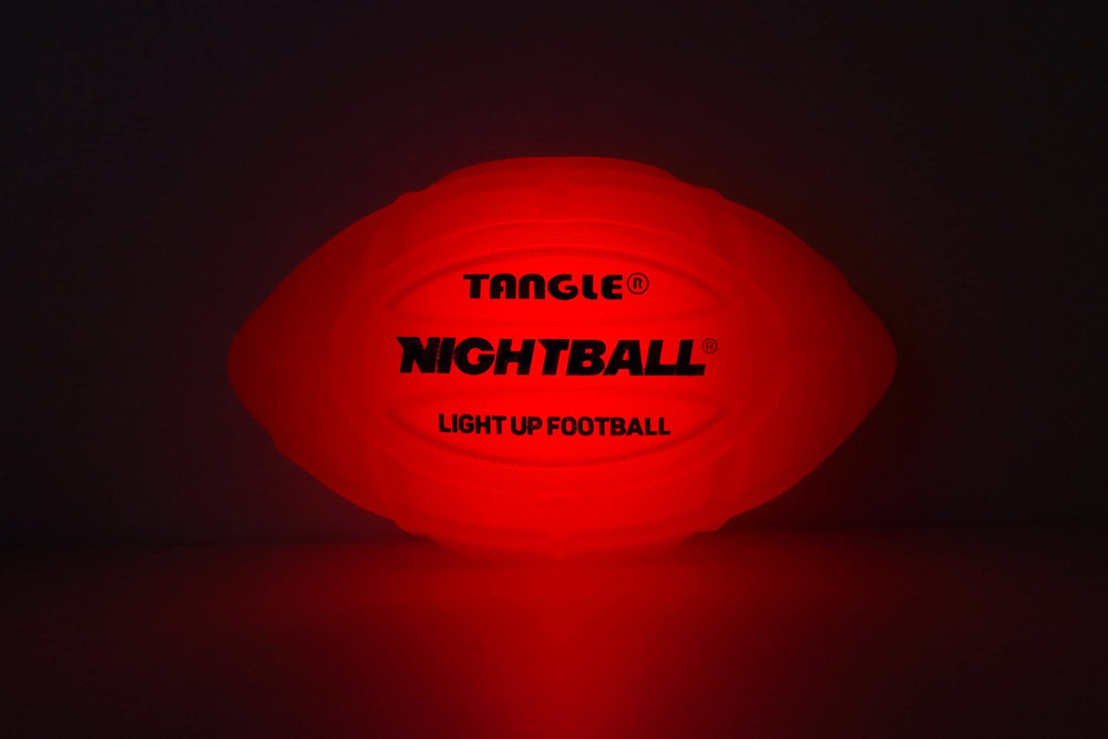 Nightball glow-in-the-dark football helps kids and adults enjoy after sundown.