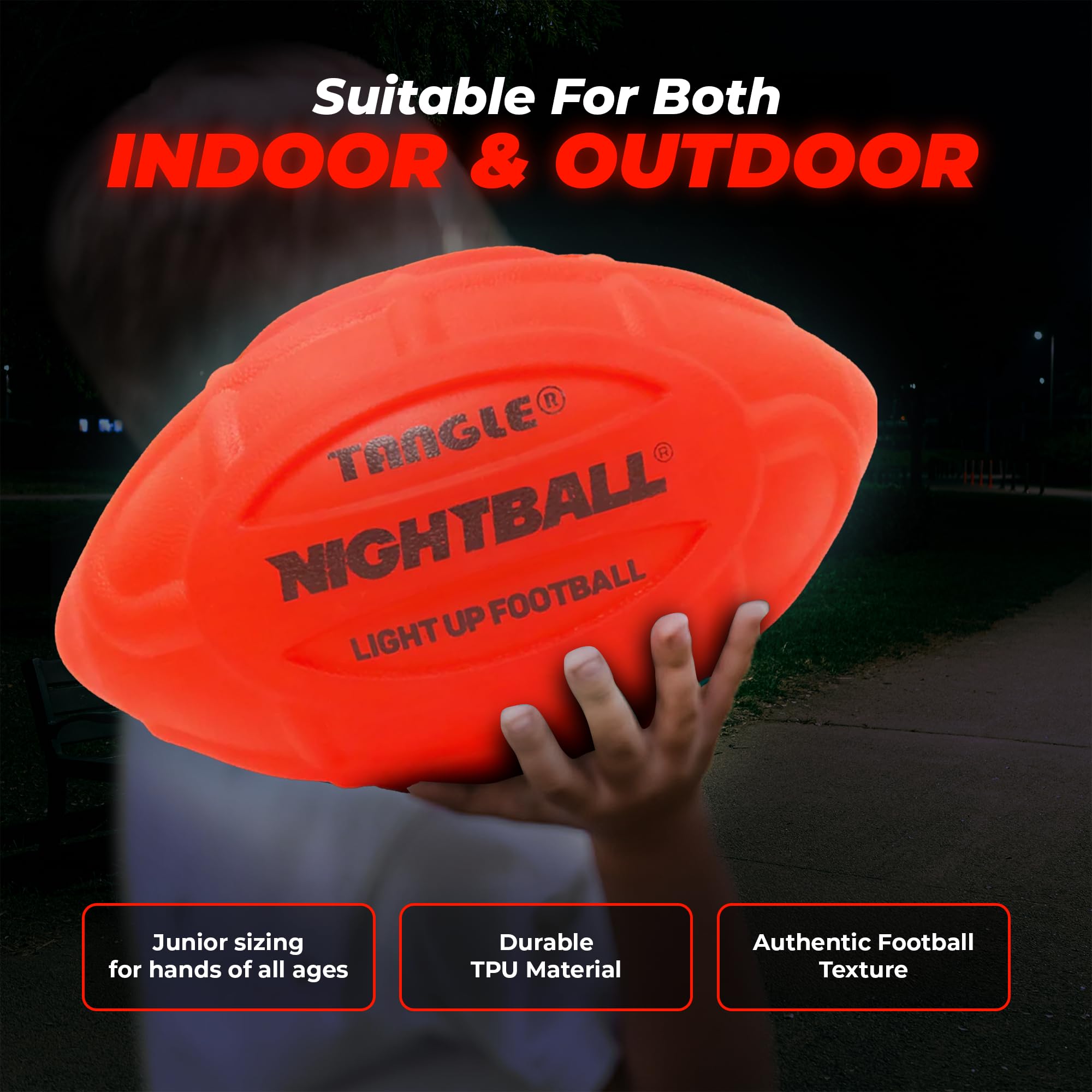 Nightball night game backyard glow makes family football fun.