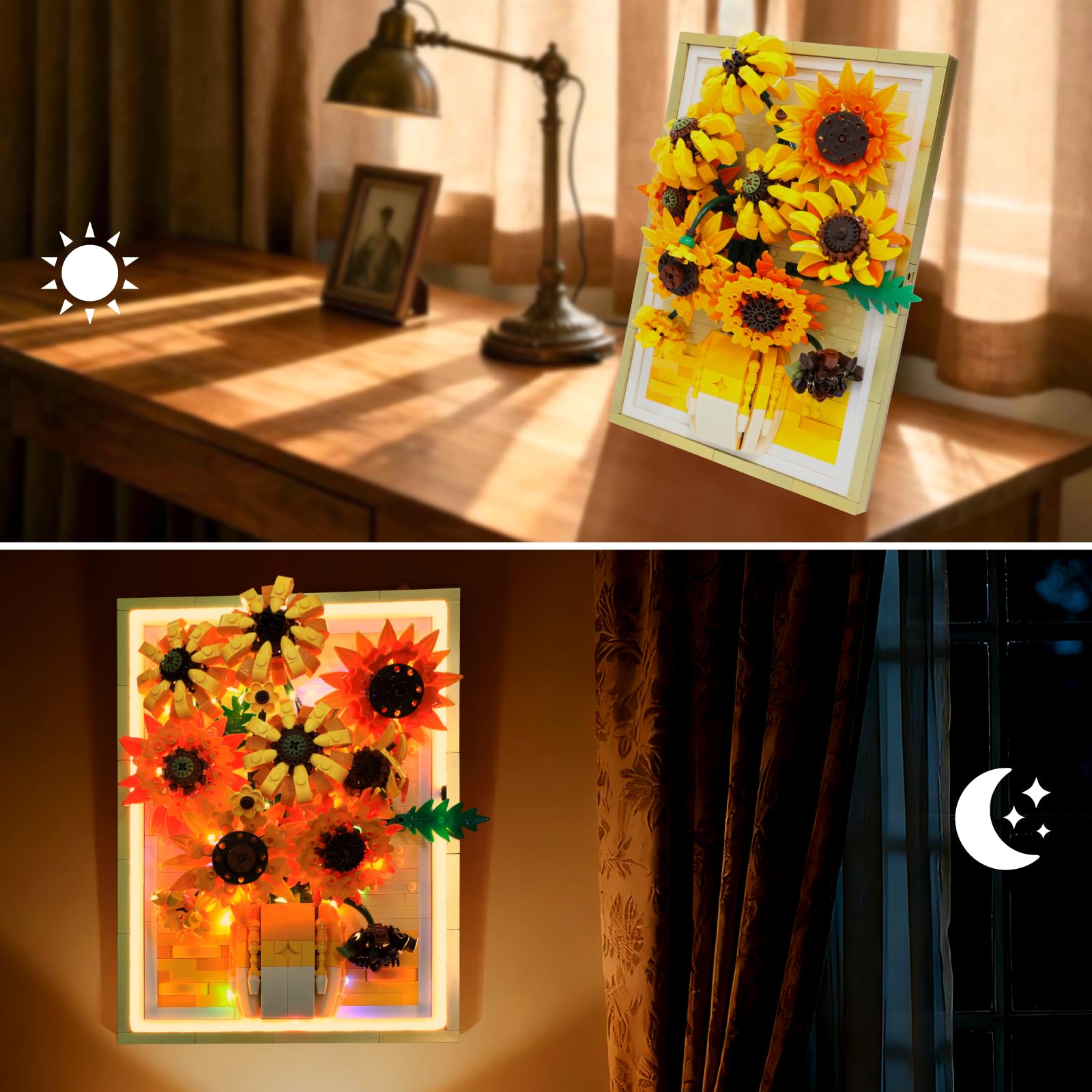 Van Gogh-inspired sunflower wall art ready for display.