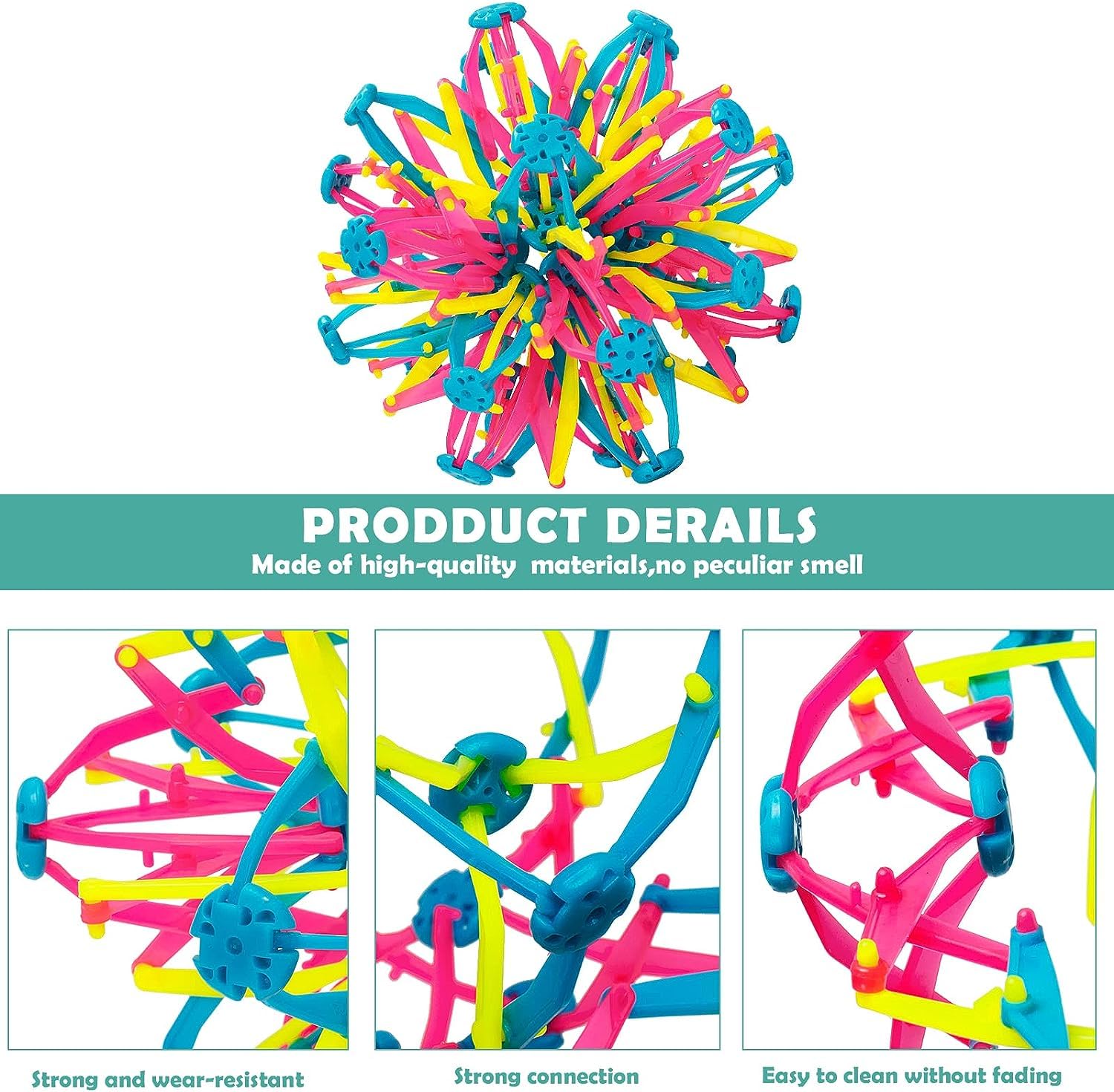 NIHAKSOI colorful expandable ball—colors aid recognition and playful learning.