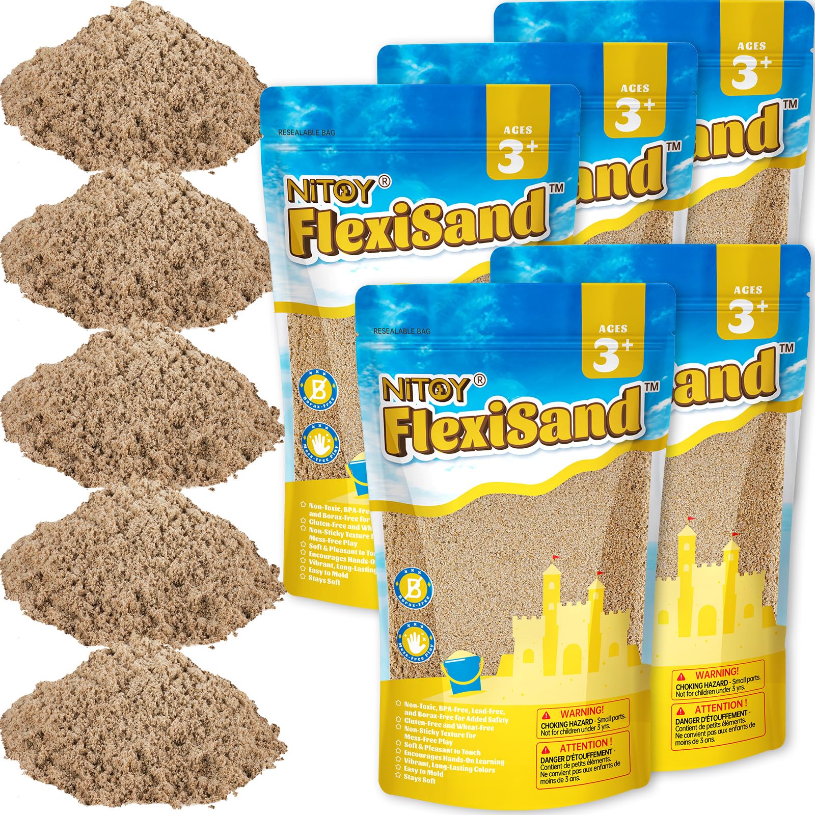 NiToy FlexiSand 11lbs bulk refill pack for endless sensory play and reuse.