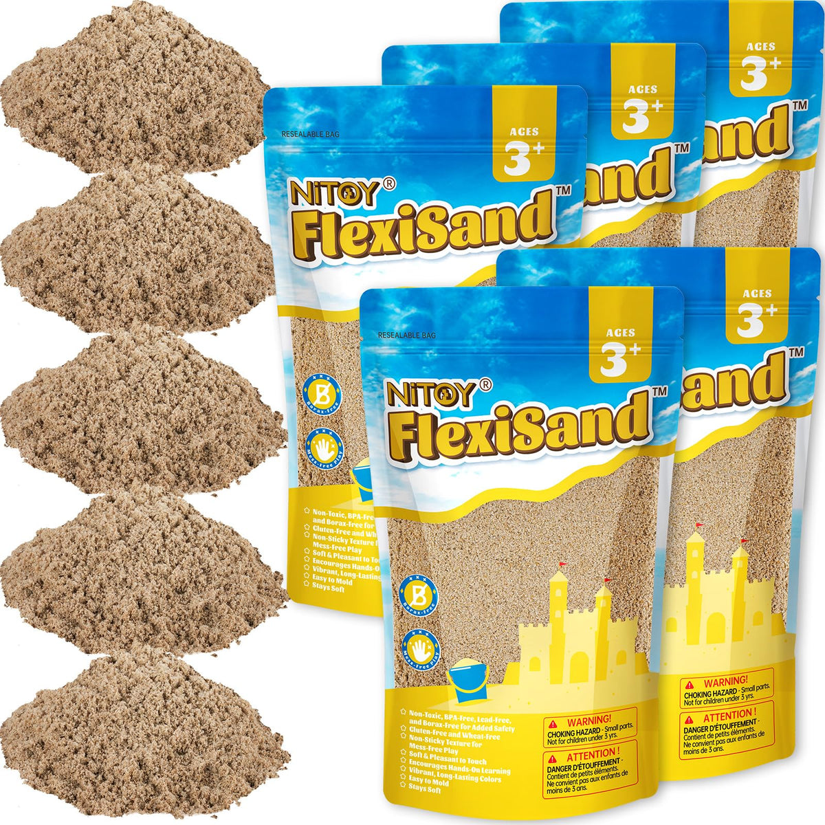 NiToy FlexiSand 11lbs bulk refill pack for endless sensory play and reuse.