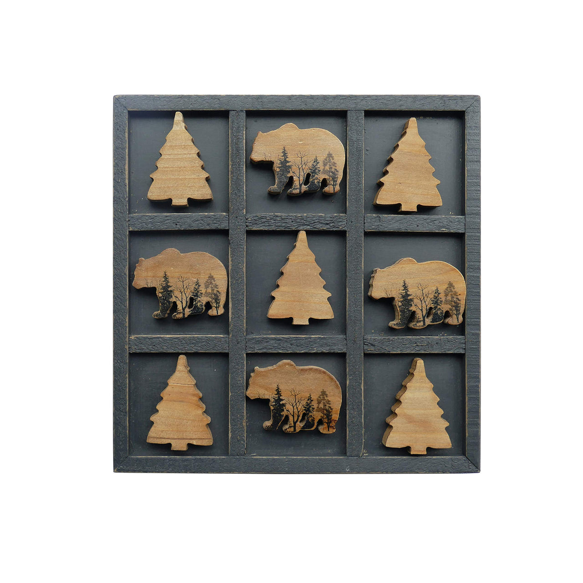 NIKKY HOME cute bear decorative wooden tic tac toe board enhances cozy living rooms as a conversation starter