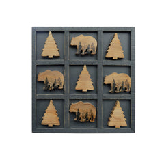 NIKKY HOME cute bear decorative wooden tic tac toe board enhances cozy living rooms as a conversation starter