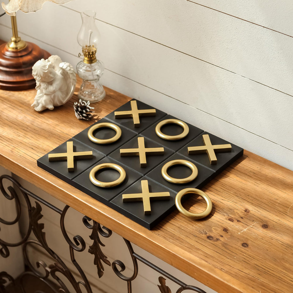 NIKKY HOME Tic Tac Toe board displayed in living room as modern decor centerpiece.