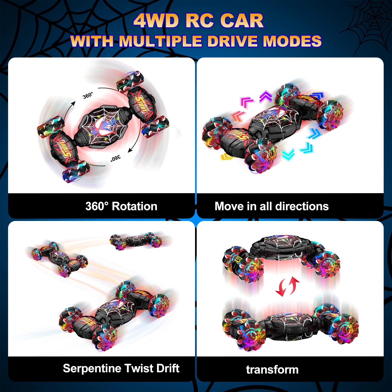 Nikuku Gesture Sensing RC Stunt Car night play with music and lights