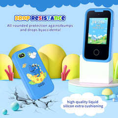Nikuku Kids Smart Phone side blue view shows slim, portable design