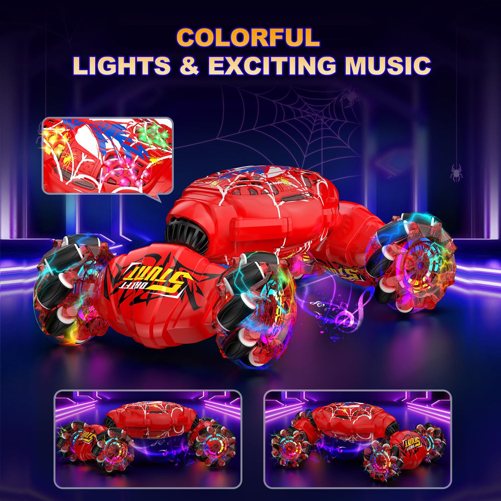 Nikuku remote car features LED lights for day or night fun.