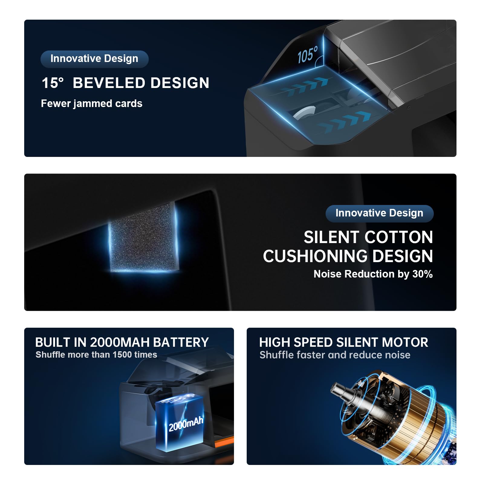Nileole Quiet Shuffler compatible with standard cards for versatile home play.