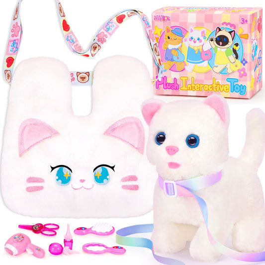 NINAOR interactive cat toy walk with leash for pretend pet care on the go