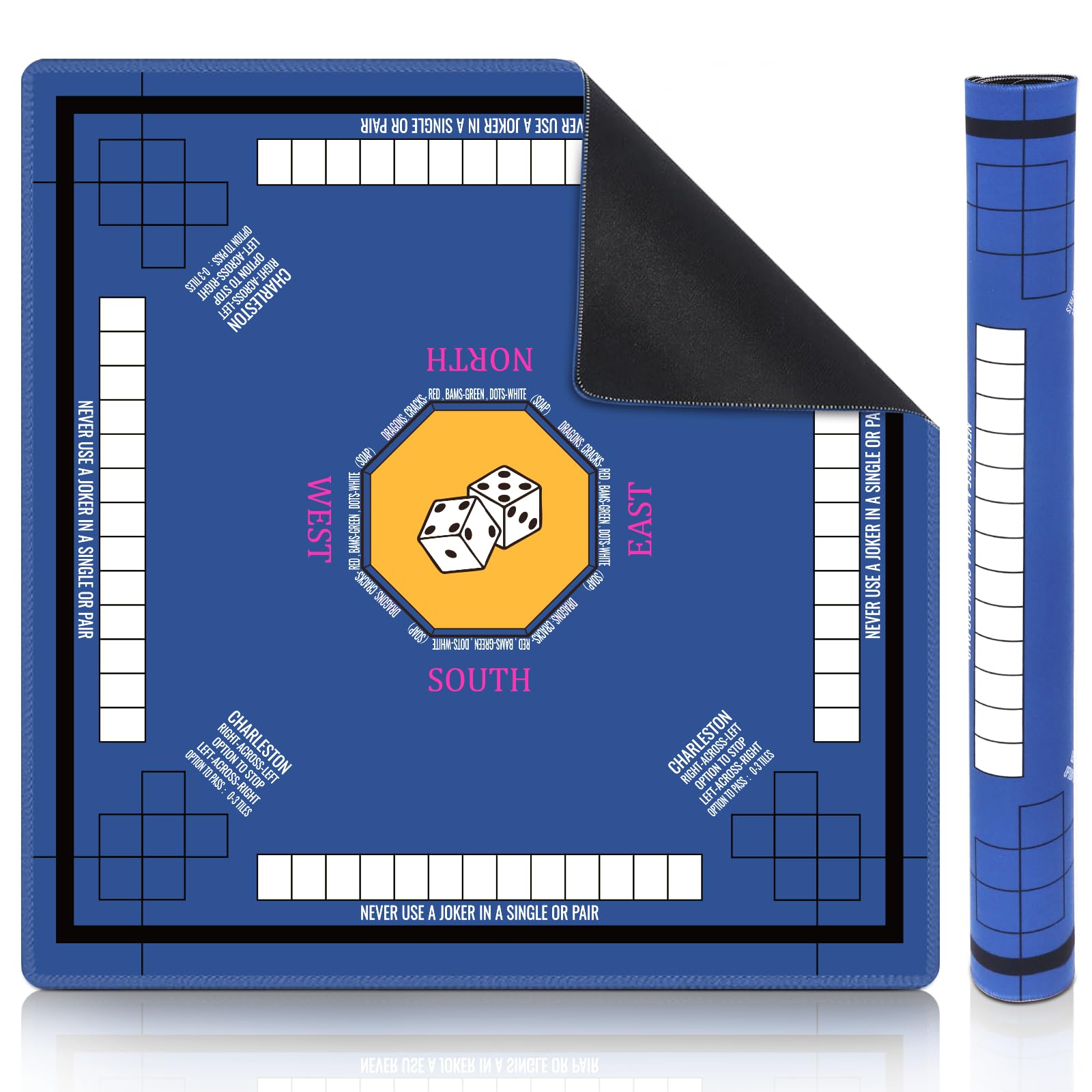 Nine-Marsh Mahjong Mat on blue table showing a stable non-slip surface for play