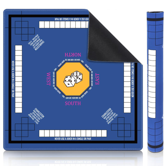 Nine-Marsh Mahjong Mat on blue table showing a stable non-slip surface for play
